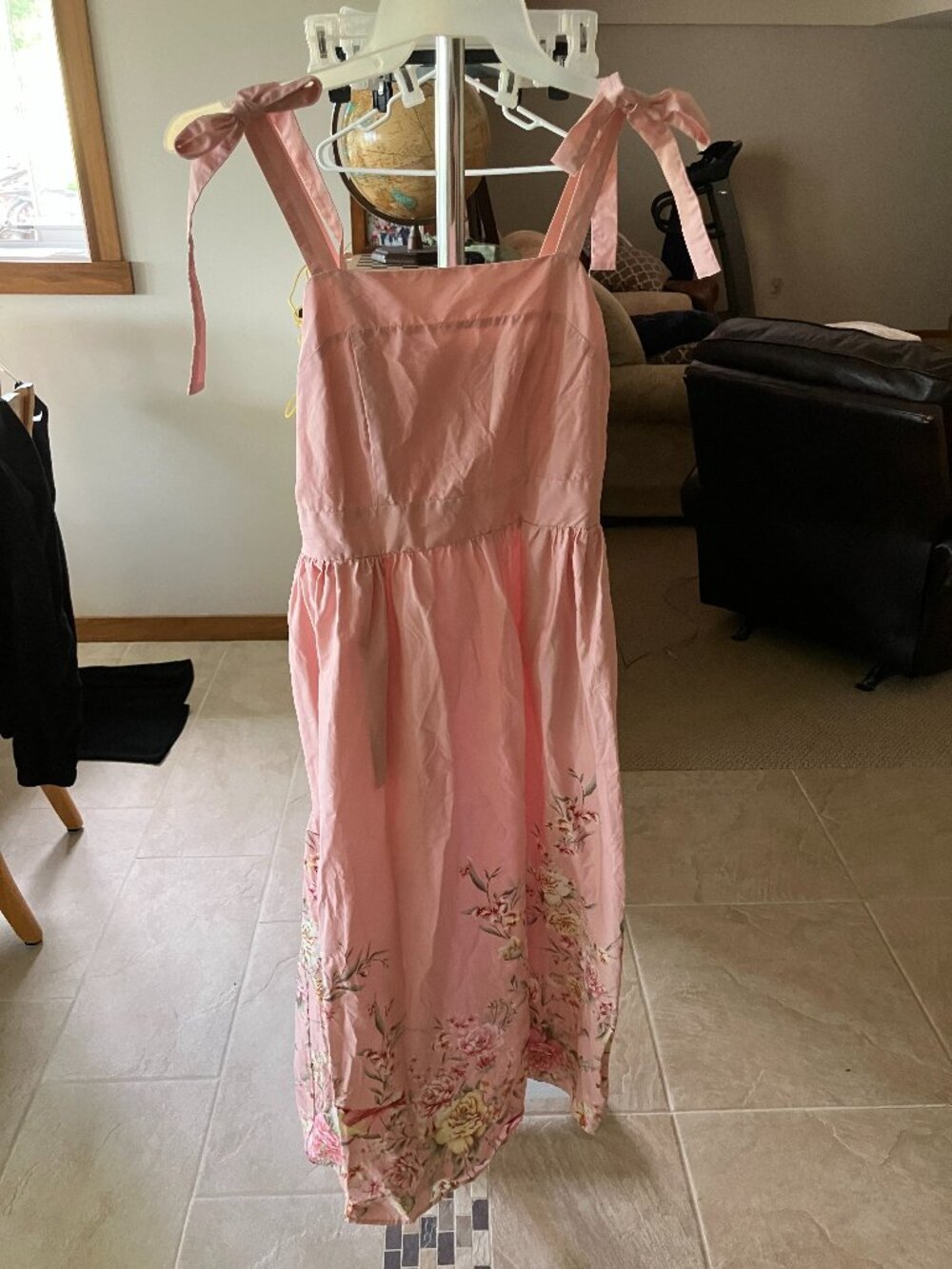 Cute Pink Summer Strappy Floral Dress Women's Size M